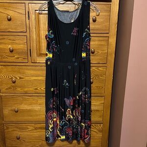 Reborn Black Dress with Colorful Floral Patterns